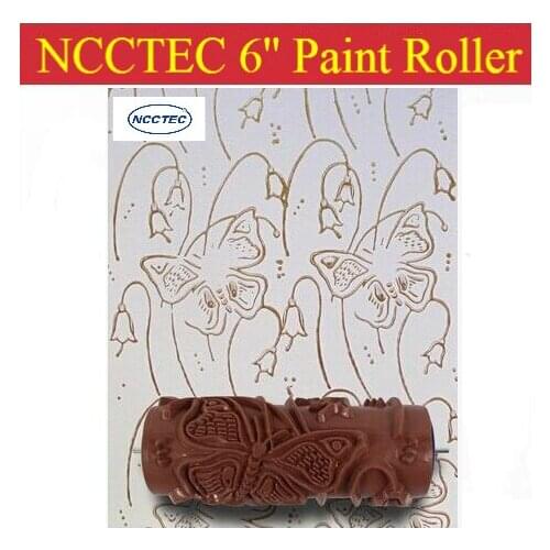 [butterfly pattern] 6'' NCCTEC soft rubber decorator roller FREE shipping | 150mm butterfly wall paint roller tools