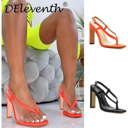 Women Sandals Office Summer Ladies Square Toe PU 12CM Thick High heels Buckle Strap zapatos de mujer women shoes size 35-42