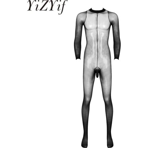Sexy Mens Erotic Sleepwear Pantyhose Bodystocking Lingerie See Through Sheer Open Penis Sheath Stretchy Body Pantyhose Stockings