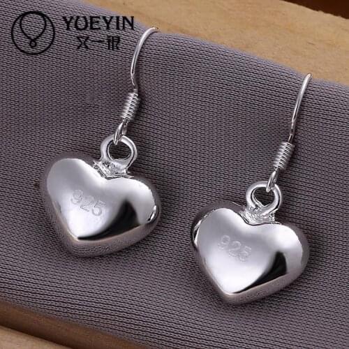 Heart shape earrings Wholesale silver plated long Dangle earrings for women wedding jewelry oorbellen Classic