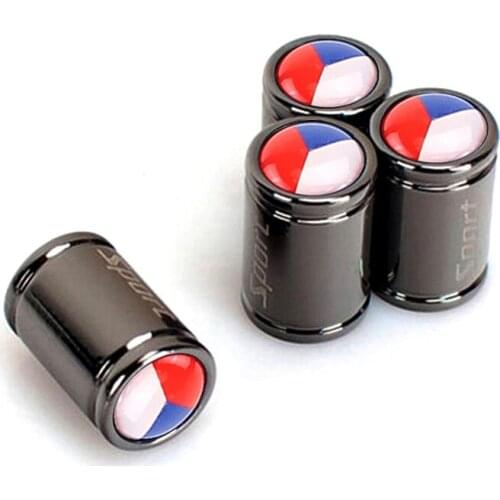 Sport Copper Auto Car Tire Wheel Valve Dust Caps Cover For Daihatsu Sirion Charade Terios Mira Feroza With Czech Republic Flag
