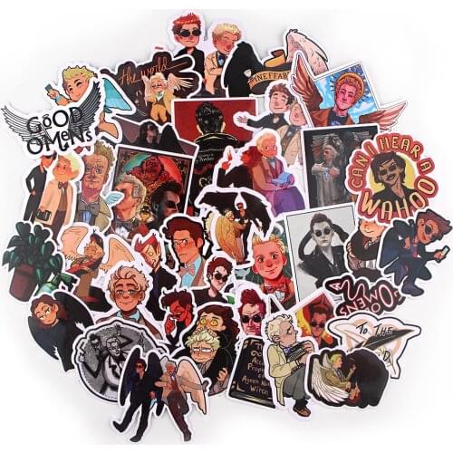 LX287 38PCS Good Omens Personalized Cartoon Water Cup Laptop Suitcase Waterproof Decoration Graffiti Stickers