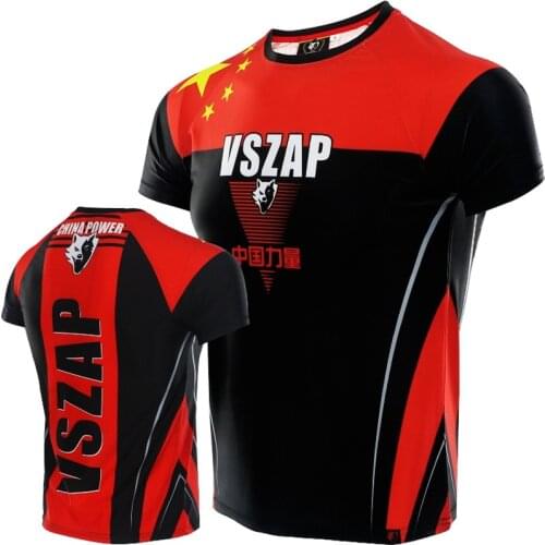VSZAP Breathable Fighting Fitness MMA Jerseys National flag Muay Thai T Shirt Jiu Jitsu Rashguard Boxing Sweatshirt T Shirt