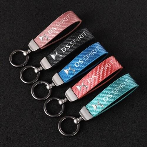 High-end sports customized carbon fiber leather keychain jewelry key rings For DS SPIRIT DS3 DS4 DS4S DS5 DS 5LS DS6 DS7 DS car