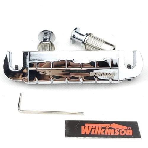 Wilkinson Adjustable Wraparound Tailpiece Bridge For LP Electric Guitar Chrome Silver WOGT2