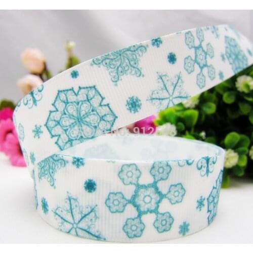 XW92123,22mm Christmas snowflake Series Printed grosgrain ribbon, DIY handmade materials,headwear accessories