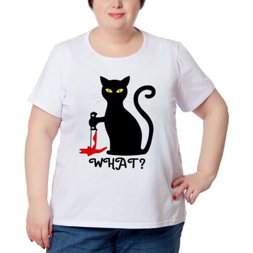 Women T shirt Fashion Cat Printing 2021 Halloween Clothes Cartoon Ladies Tshirt streetwear Fashion Female T-shirt Plus Size 4XL