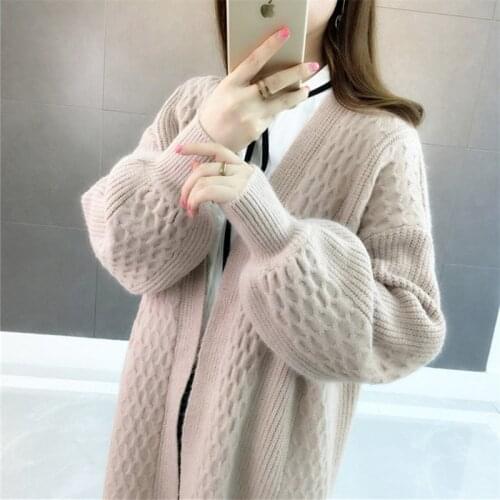 Women Long Cardigan Sweater Top Long Sleeve loose knitting cardigan sweater Women Knitted Female Cardigan for Girl NS4452