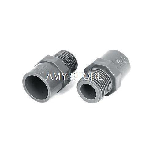 1/2" BSPT Male Thread PVC Straight Pipe Tube Adapter Connector Gray