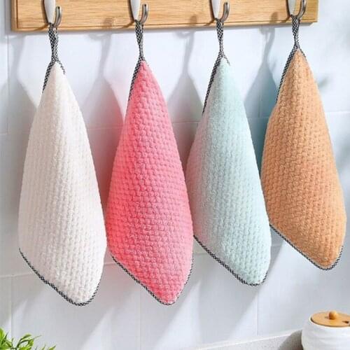 10pcs Kitchen Daily Dish Towel Dish Cloth Rag Oil Thickened Table Cleaning Cloth