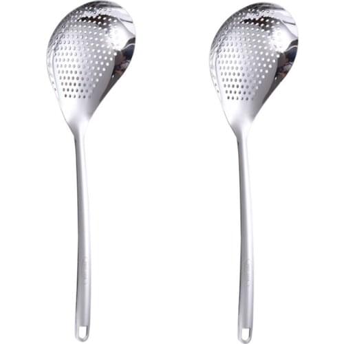 2PCS Multi-Functional Hot Pot Skimmer Spoon Stainless Steel Mesh Food Strainer for Skimming Grease and Foam Kitchen Tool