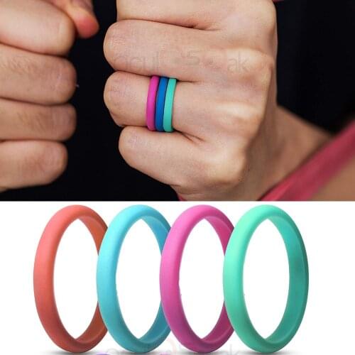 3mm Size 4-8 Hypoallergenic Crossfit Flexible Silicone Ring Yoga Rubber Finger Rings For Men Women Party Wedding Jewelry Gift