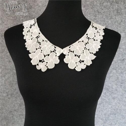 Sewing clothing Accessory fine white hollou out Lace fabric Dress Applique motif blouse DIY neckline collar Costume Decoration