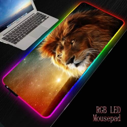 MRGBEST Animals Fractal Lion Large Mouse Pad Computer Gaming Mousepad Anti-slip Natural Rubber with Locking Edge Gamer Mouse Mat