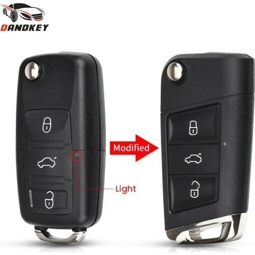 Dandkey 3 Buttons Remote Key Shell Flip Modified For VW Golf 4 5 Passat b5 b6 polo Touran Jetta Seat Skoda Folding Car Key Case