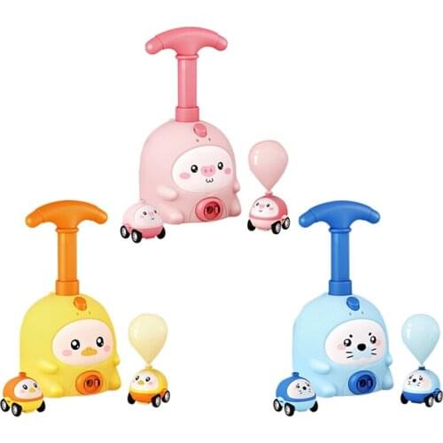 FBIL-Power Balloon Car Toy Aerodynamic Fun Ball Car Hand Push Inflator Air Pump Vehicle Educational Gifts for Kids