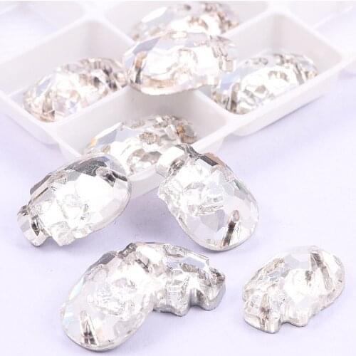 Skull Clear Glass Crystal Sew On Rhinestone Sewing Rhinestone Flatback Skull Crystal Sew-on Rhinestones For Wedding Dress B3454