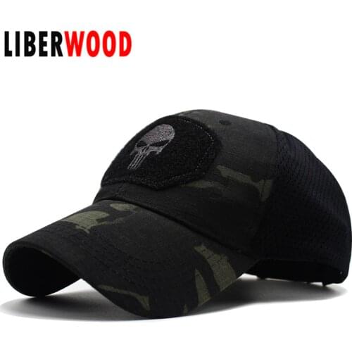 LIBERWOOD Multicam Operator Cap Bundles Skull Mesh Fitted Tactical Cap CP Special Force Sniper SWAT Hat place patch