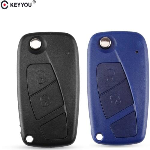 KEYYOU 2 Button Flip Remote Car Key Case Shell Cover For Fiat Punto Ducato Stilo Panda Central 500 Car Alarm Keyless Entry Fob