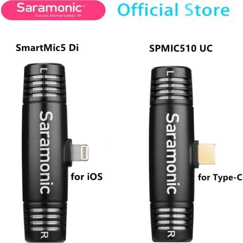 Saramonic SPMIC510 Di/UC Compact Stereo Microphone for iOS/Android Devices for Vlog Live Stream Interview ENG Mobile Video