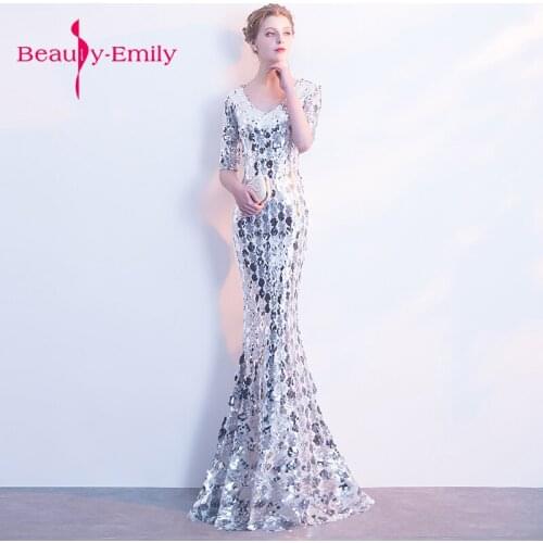 Beauty Emily Squined Evening Dresses 2018 New Formal Party Prom Dresses stido longo para festa