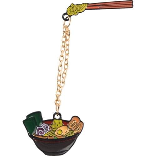 Creative Noodles Chopsticks Brooches Rocket Multicolor Enamel Pin Badge Denim Jackets Lapel Pin Clothes Jewelry Gift