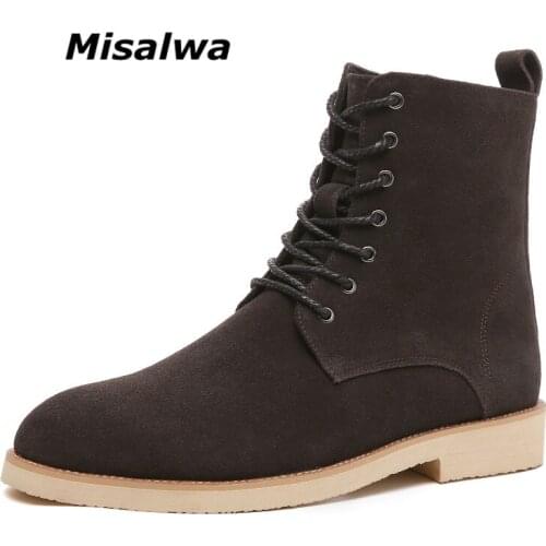 Misalwa Spring / Winter fur Casual Chelsea Men Boots Cow Suede Leather Zipper British Mens Boots Original Shoe