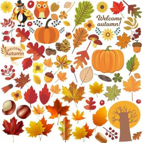 Wall Sticker 6 sheet fall Leaves Window Clings - Thanksgiving Maple Decorations Autumn Sticker Decals Party Decor Ornaments