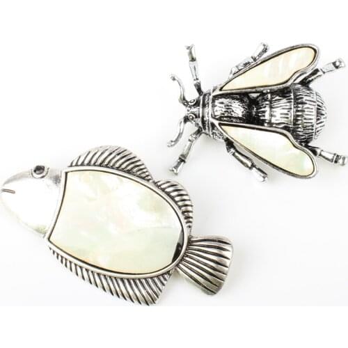 Natural Freshwater Shell, Exquisite Fish-shaped Bee, Brooch, Corsage, Glamour Ladies Fashion Wild Pin DIY Clothing Accessories