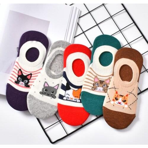 10 Piece 5 Pairs 1 lot Cute Animal Spring Women Socks Set Korean Style Funny Cat Low Cut Ankle Short Sox Pack Cute Happy Soks