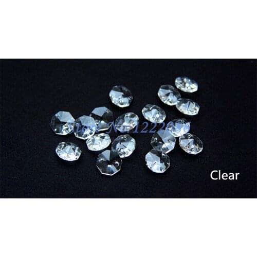 Wholsale 2000Pcs/lot TOP Quality 14MM Clear Crystal Octagon loose Beads With 2 Holes