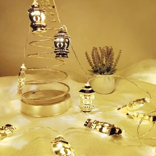 Star Moon Moslem Festival Light Golden Battery Operated String Light Home Pendant Decoration