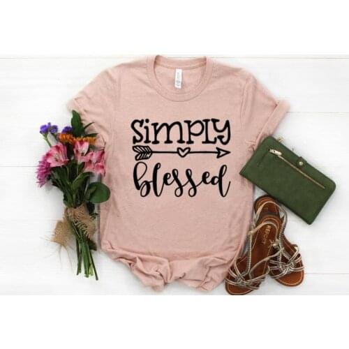 Simply Blessed T-shirt Blessed Halloween Women 100% Cotton Harajuku Funny Graphic Streetwear Female Clothing O Neck Tshirts y2k