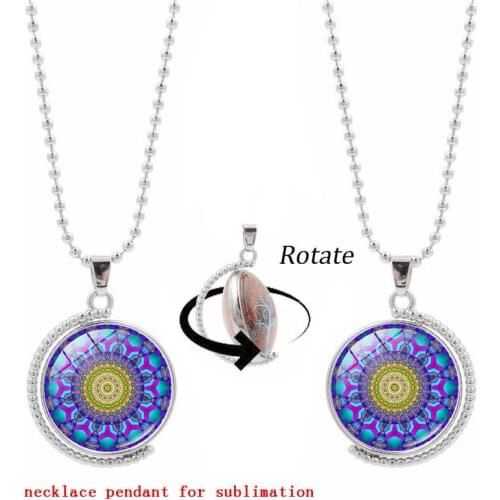 Blank sublimation necklace pendant fasion women rotate diy necklaces pendants for Heat transfer printing consumable