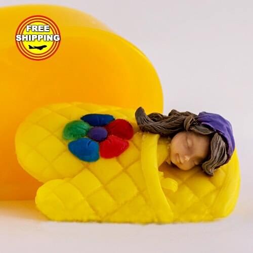 Silicone Soap Mould Food Grade Mold for Soap Molds Baby Moulds Silicone Mould Sleeping Baby Boy and Girl 3D PRZY Eco-friendly