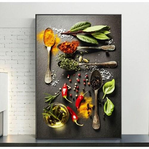 Herbs and Spices Modern Wall Art Posters And Prints Still Life Art Paintings On the Wall Kitchen Decor Art Pictures Cuadros
