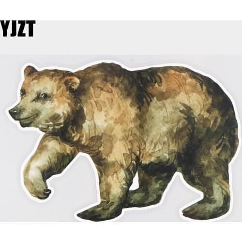 YJZT 16.9×11.7CM Hand Drawn Bear Cartoon Car Stickers Bumper Decoration Scratch Cover Decals 21A-1213