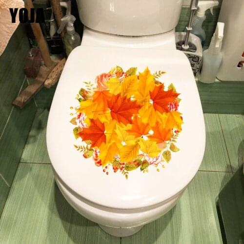YOJA 22*22CM Creative Maple Leaf Combination Fashion Toilet Sticker Home Room Wall Decor T1-0398