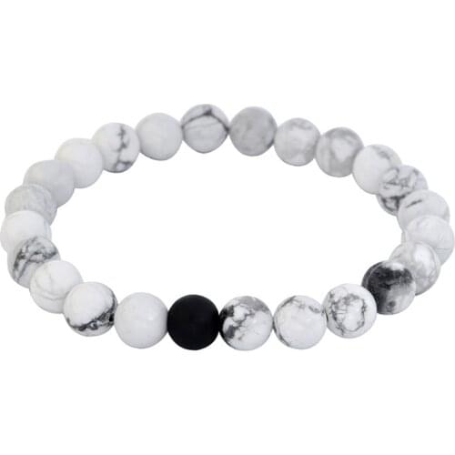 Diy Jewelry Accessories Matte White Turquoise 8Mm Set Bead Bracelet King&Queen Crown Distance Couple Bracelets