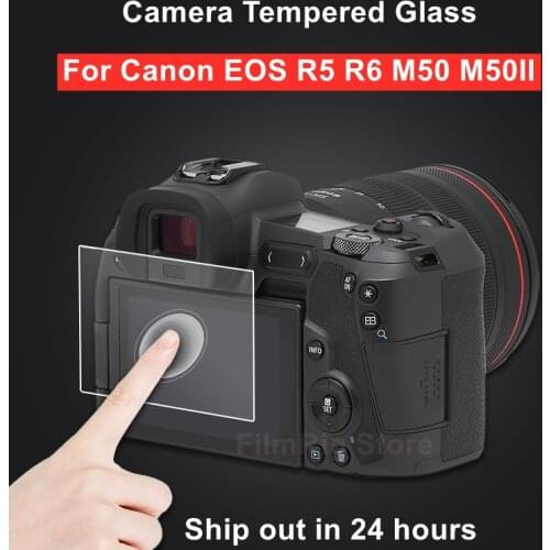 2PCS Camera Original 9H Camera Tempered Glass LCD Screen Protector for Canon EOS R5 R6 M50 M50II Camera