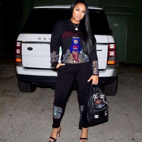 African Clothing Women 2 Piece Set Sequined Sport Jogger Sweatsuits Hoodies and Long Pants Tracksuit Matching Sets outfits suits