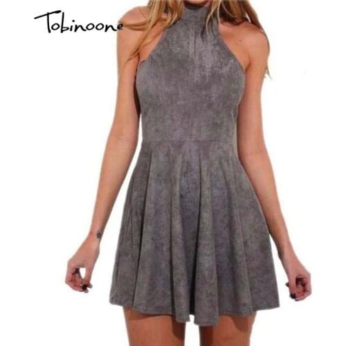 Tobinoone O Neck Sleeveless Ruched Sexy Dresses For Women 2021 Solid High Waist Mini Dress Summer Slim Street Party Vestidos