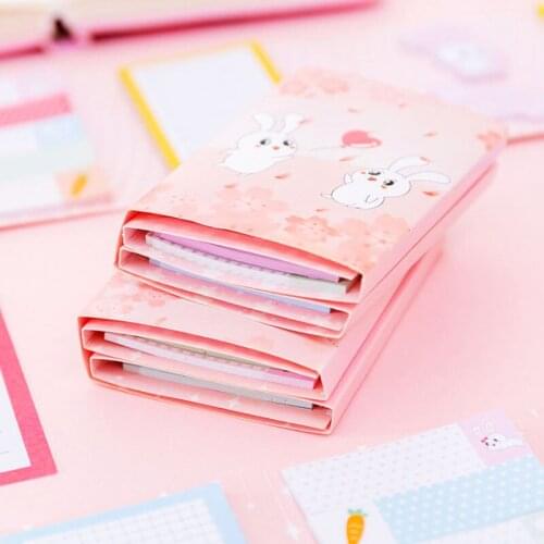 1pack/lot Cartoon Rabbit Six Fold Four Design Kawaii Stationery Sticky Notes Folding Writing N Times Note Book