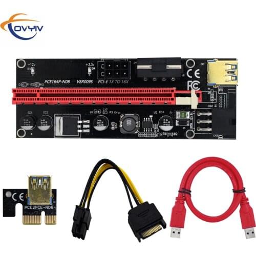 10 Pieces COVYIV 009s PCI E Extender Riser Card PCI-E/PCIE USB 3.0 to 6pin Adapter Cable Mining Riser For Video Card In Stock