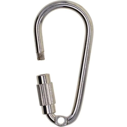 10pcs small Silver Steel Pearl Screw Locking Carabiner Keychains Clasp Safety Hook keyring lanyard EDC FOB gear DIY