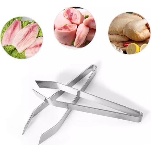 2Pcs Stainless Steel Boning Pliers Fish Bone Tweezers Pliers Clip Epilator Plucking Clip Depilatory Kitchen Utensils Gadgets