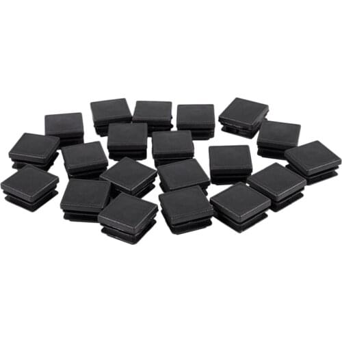 20 Pcs Plastic Square Blanking End Caps Tube Inserts 25mm x 25mm