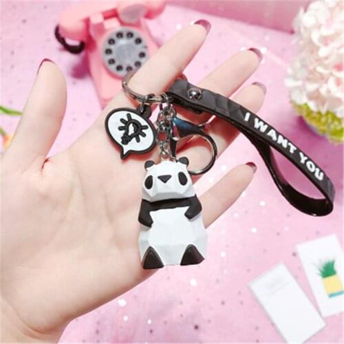2019 Cartoon Panda Geometric Key chain Small Dinosaur keychains Animal key Ring Women bag Charm Pendant Gift Highquality