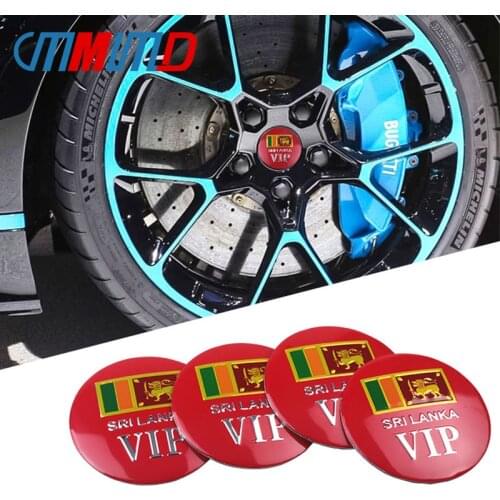 4pcs 56mm Sri Lanka National flag logo car emblem Wheel Center Hub Cap sticker decoration Decals FOR Toyota Honda Nissan Hyunda