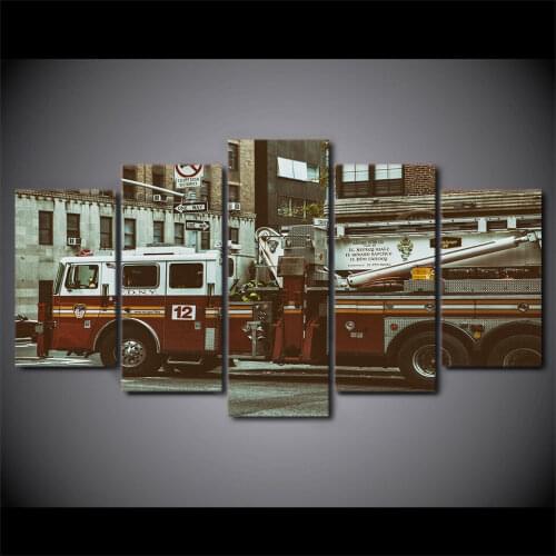 No Framed The Fire Truck Of FDNY 5 Pcs Canvas Picture Print Wall Art Canvas Painting Wall Decor for Living Room